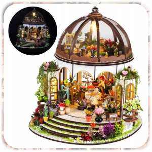 PUZZLE 3D OGRÓD BOTANICZNY MODEL DIY DREWNIANY MINIATUROWY DOMEK PREZENT