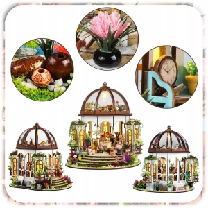 PUZZLE 3D OGRÓD BOTANICZNY MODEL DIY DREWNIANY MINIATUROWY DOMEK PREZENT