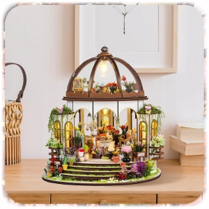PUZZLE 3D OGRÓD BOTANICZNY MODEL DIY DREWNIANY MINIATUROWY DOMEK PREZENT