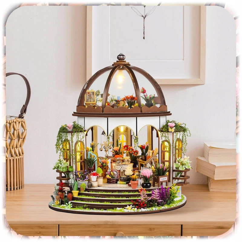 PUZZLE 3D OGRÓD BOTANICZNY MODEL DIY DREWNIANY MINIATUROWY DOMEK PREZENT