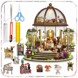 PUZZLE 3D OGRÓD BOTANICZNY MODEL DIY DREWNIANY MINIATUROWY DOMEK PREZENT