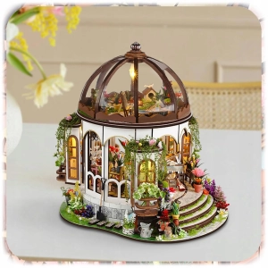 PUZZLE 3D OGRÓD BOTANICZNY MODEL DIY DREWNIANY MINIATUROWY DOMEK PREZENT