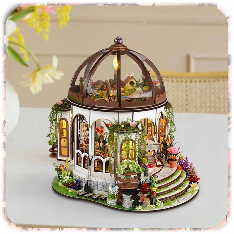 PUZZLE 3D OGRÓD BOTANICZNY MODEL DIY DREWNIANY MINIATUROWY DOMEK PREZENT