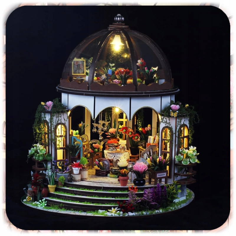 PUZZLE 3D OGRÓD BOTANICZNY MODEL DIY DREWNIANY MINIATUROWY DOMEK PREZENT
