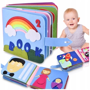 KSIĄŻECZKA SENSORECZNA MONTESSORI KSIĄŻKA FILCOWA EDUKACYJNA 3D TĘCZA