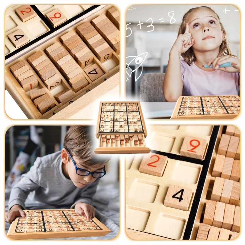 DREWNIANE SUDOKU GRA LOGICZNA EDUKACYJNA DREWNIANA PLANSZA DLA DZIECI 3+