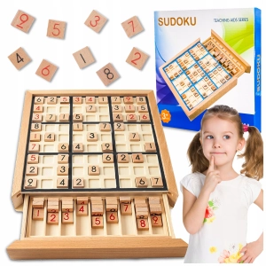 DREWNIANE SUDOKU GRA LOGICZNA EDUKACYJNA DREWNIANA PLANSZA DLA DZIECI 3+
