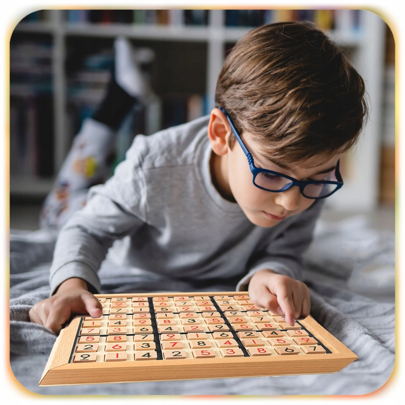 DREWNIANE SUDOKU GRA LOGICZNA EDUKACYJNA DREWNIANA PLANSZA DLA DZIECI 3+