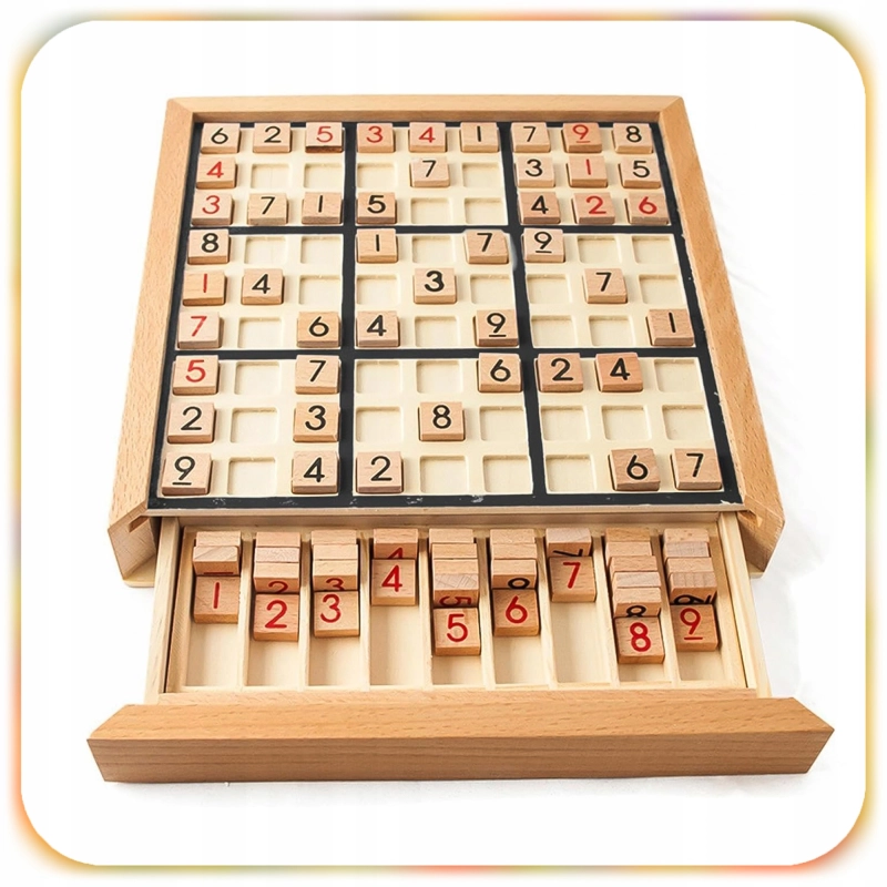 DREWNIANE SUDOKU GRA LOGICZNA EDUKACYJNA DREWNIANA PLANSZA DLA DZIECI 3+
