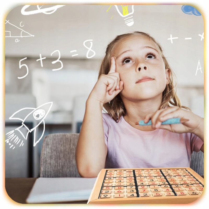 DREWNIANE SUDOKU GRA LOGICZNA EDUKACYJNA DREWNIANA PLANSZA DLA DZIECI 3+