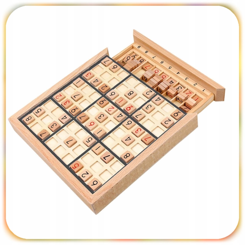 DREWNIANE SUDOKU GRA LOGICZNA EDUKACYJNA DREWNIANA PLANSZA DLA DZIECI 3+