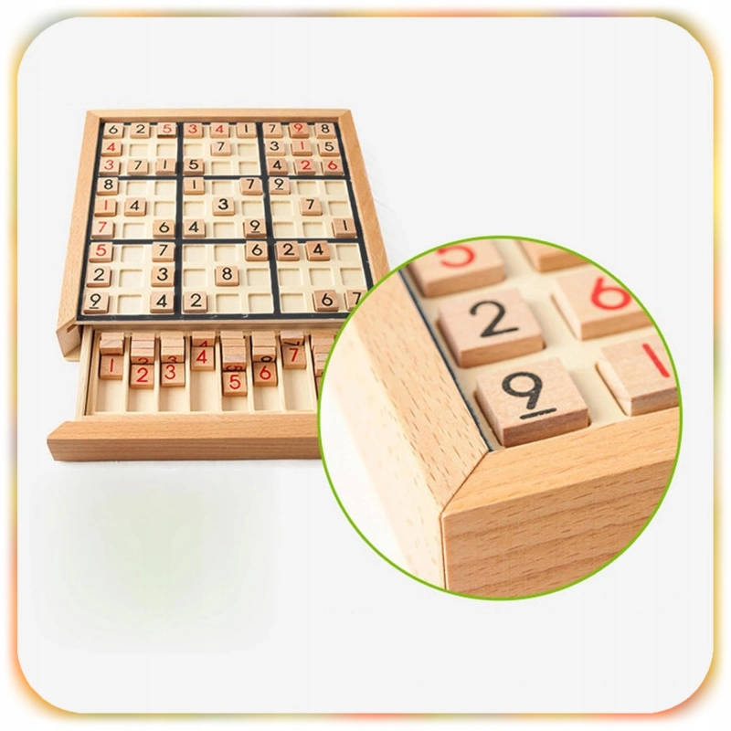 DREWNIANE SUDOKU GRA LOGICZNA EDUKACYJNA DREWNIANA PLANSZA DLA DZIECI 3+