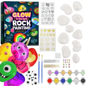 ZESTAW KREATYWNY DO MALOWANIA KAMIENI ŚWIECĄCY W CIEMNOŚCI EFEKT 3D PREZENT