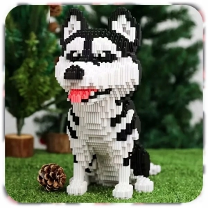 KLOCKI KONSTRUKCYJNE PIES PIESEK HUSKY DOGGY 1900 EL PREZENT ZESTAW KLOCKÓW