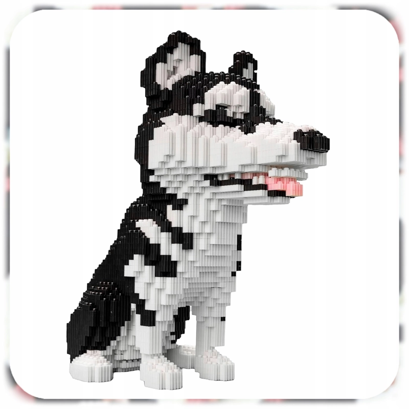 KLOCKI KONSTRUKCYJNE PIES PIESEK HUSKY DOGGY 1900 EL PREZENT ZESTAW KLOCKÓW