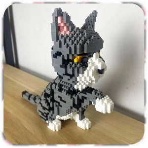 KLOCKI KONSTRUKCYJNE KOT SZARY KOTEK TABBY 1300 EL PREZENT ZESTAW KLOCKÓW