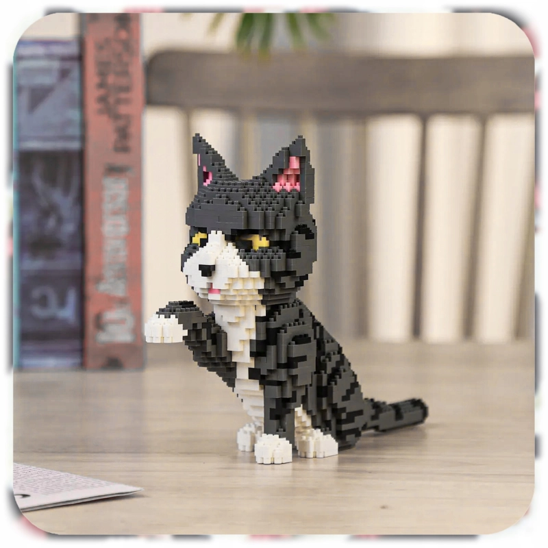 KLOCKI KONSTRUKCYJNE KOT SZARY KOTEK TABBY 1300 EL PREZENT ZESTAW KLOCKÓW