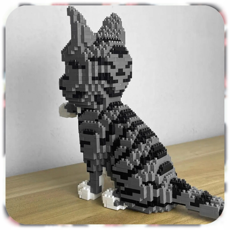 KLOCKI KONSTRUKCYJNE KOT SZARY KOTEK TABBY 1300 EL PREZENT ZESTAW KLOCKÓW