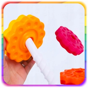 ZAKRĘCONA WIEŻA PIRAMIDA TĘCZOWA EDUKACYJNA SPIRALA KOLOROWA MONTESSORI XXL