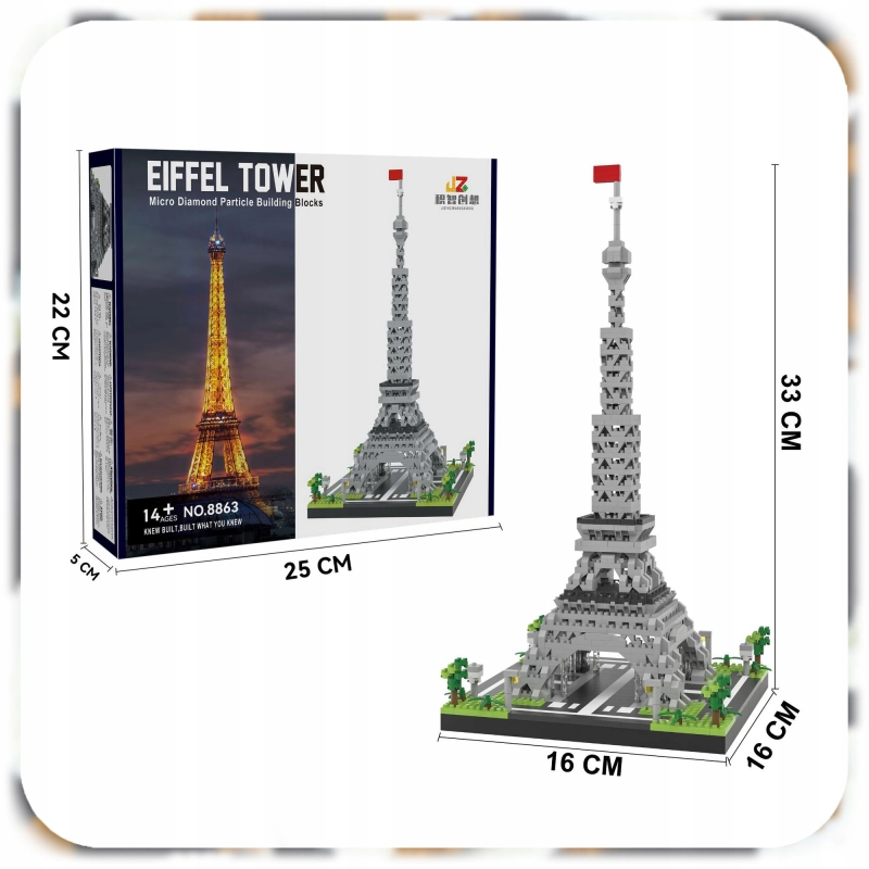 WIEŻA EIFFLA KLOCKI KONSTRUKCYJNE EIFFEL TOWER ZESTAW 2904 ELEMENTÓW XL