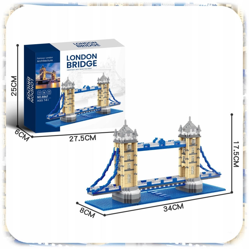 MOST LONDYŃSKI KLOCKI KONSTRUKCYJNE LONDON BRIDGE ZESTAW 1310 ELEMENTÓW XL