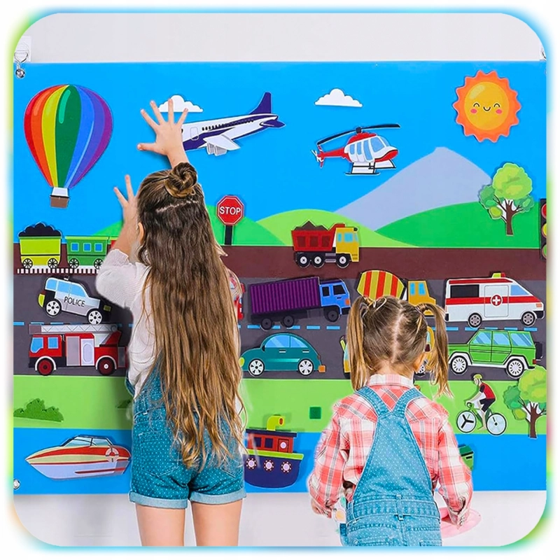 TABLICA FILCOWA dla dzieci 32el Mata Edukacyjna na Rzepy ŚRODKI TRANSPORTU