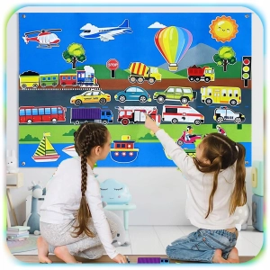 TABLICA FILCOWA dla dzieci 32el Mata Edukacyjna na Rzepy ŚRODKI TRANSPORTU