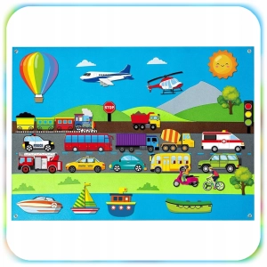TABLICA FILCOWA dla dzieci 32el Mata Edukacyjna na Rzepy ŚRODKI TRANSPORTU
