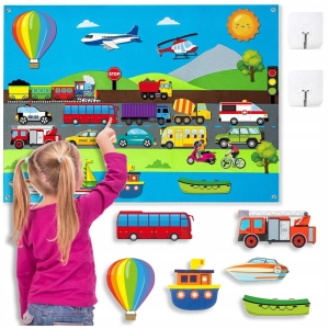 TABLICA FILCOWA dla dzieci 32el Mata Edukacyjna na Rzepy ŚRODKI TRANSPORTU