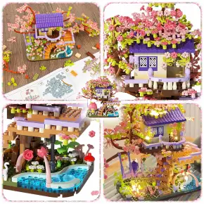 KLOCKI KONSTRUKCYJNE DRZEWKO BONSAI KWIATY WIŚNI DOMEK NA DRZEWIE 973 EL