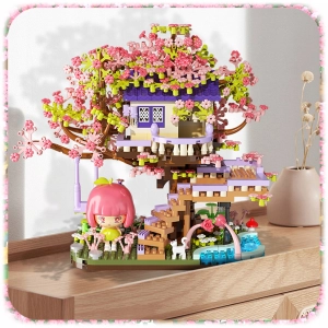 KLOCKI KONSTRUKCYJNE DRZEWKO BONSAI KWIATY WIŚNI DOMEK NA DRZEWIE 973 EL
