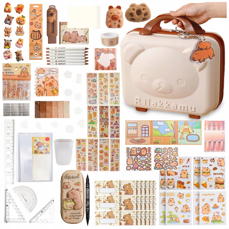 ZESTAW KREATYWNY DLA DZIECI KAPIBARA W WALIZCE 149EL+ WALIZKA AKCESORIA DIY