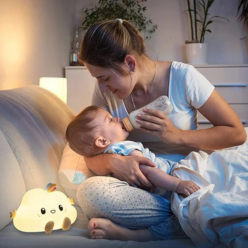 LAMPKA NOCNA SILIKONOWA MIĘKKA CHMURKA DLA DZIECI LED KOLOROWA + KABEL USB