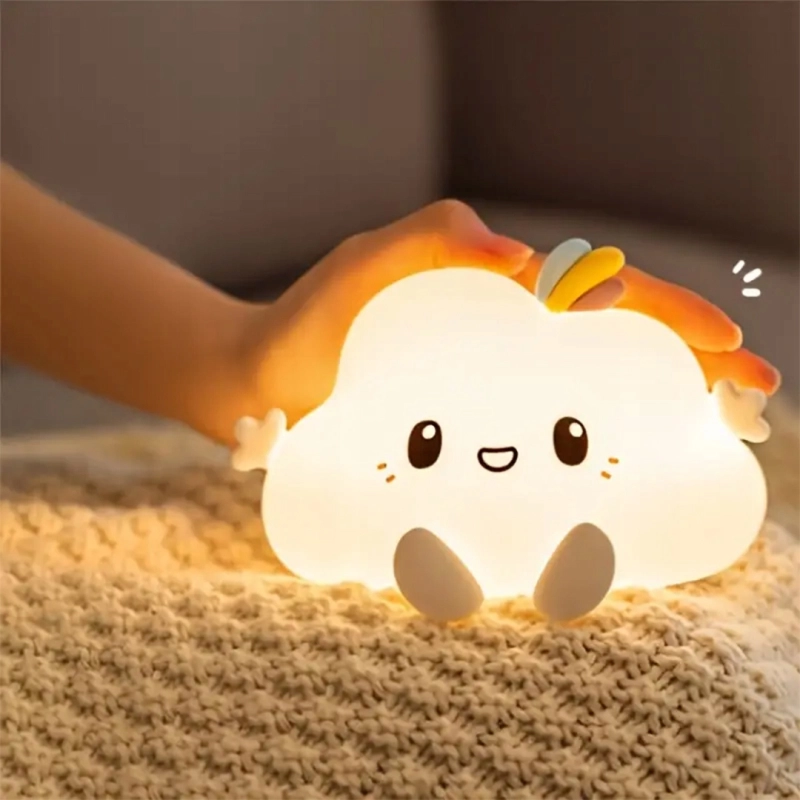 LAMPKA NOCNA SILIKONOWA MIĘKKA CHMURKA DLA DZIECI LED KOLOROWA + KABEL USB