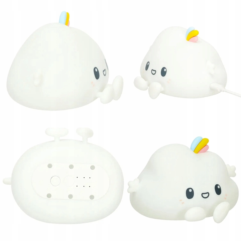 LAMPKA NOCNA SILIKONOWA MIĘKKA CHMURKA DLA DZIECI LED KOLOROWA + KABEL USB