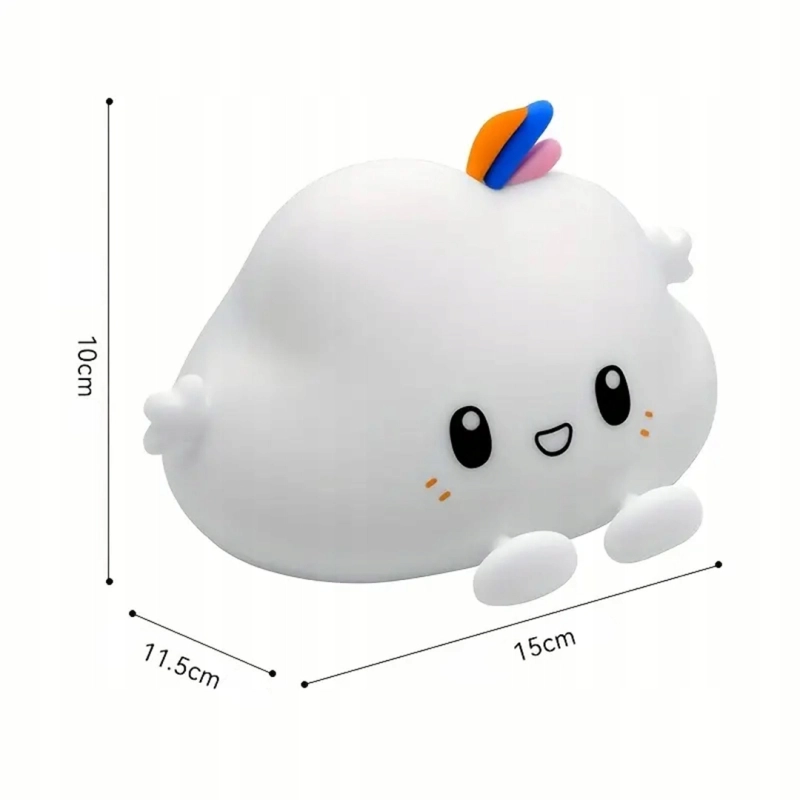 LAMPKA NOCNA SILIKONOWA MIĘKKA CHMURKA DLA DZIECI LED KOLOROWA + KABEL USB