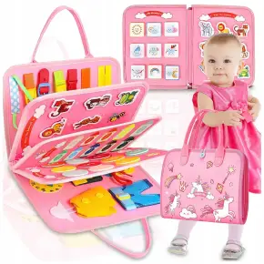 TABLICA SENSORYCZNA MONTESSORI MANIPULACYJNA KSIĄŻECZKA FILCOWA JEDNOROŻEC