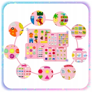 TABLICA SENSORYCZNA MONTESSORI MANIPULACYJNA KSIĄŻECZKA FILCOWA JEDNOROŻEC