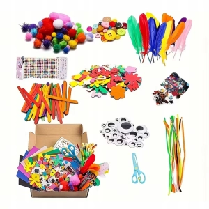 ZESTAW KREATYWNY DO PRAC RĘCZNYCH 1200 ELEMENTÓW DLA DZIECI PLASTYCZNY