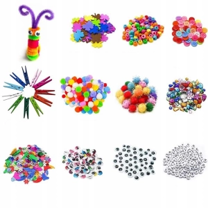ZESTAW KREATYWNY DO PRAC RĘCZNYCH 1200 ELEMENTÓW DLA DZIECI PLASTYCZNY