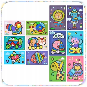 ZESTAW DO MALOWANIA PIASKIEM KREATYWNY DLA DZIECKA 30 KOLORÓW 74 OBRAZKI