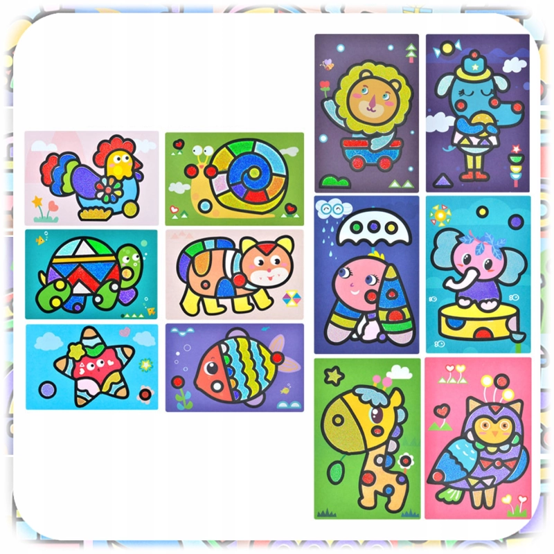 ZESTAW DO MALOWANIA PIASKIEM KREATYWNY DLA DZIECKA 30 KOLORÓW 74 OBRAZKI