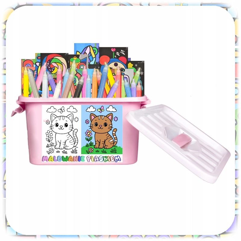 ZESTAW DO MALOWANIA PIASKIEM KREATYWNY DLA DZIECKA 30 KOLORÓW 74 OBRAZKI