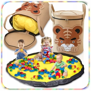 KOSZ WOREK MATA ZAMYKANY NA ZABAWKI DUŻY POJEMNY 2w1 XXL 150 CM TYGRYS