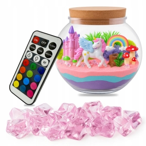 KREATYWNY ZESTAW DIY JEDNOROŻEC MAGICZNE TERRARIUM PODŚWIETLENIE LED +PILOT