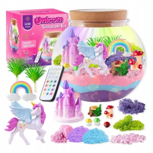 KREATYWNY ZESTAW DIY JEDNOROŻEC MAGICZNE TERRARIUM PODŚWIETLENIE LED +PILOT