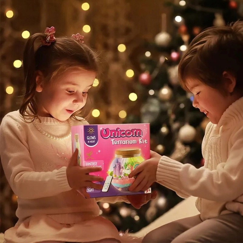 KREATYWNY ZESTAW DIY JEDNOROŻEC MAGICZNE TERRARIUM PODŚWIETLENIE LED +PILOT