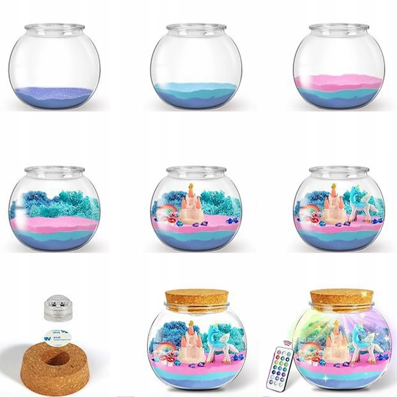 KREATYWNY ZESTAW DIY JEDNOROŻEC MAGICZNE TERRARIUM PODŚWIETLENIE LED +PILOT