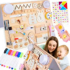 SENSORYCZNA TABLICA MANIPULACYJNA MONTESSORI DUŻA XL DLA DZIECI DREWNIANA