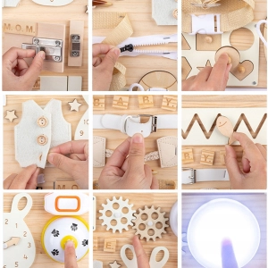 SENSORYCZNA TABLICA MANIPULACYJNA MONTESSORI DUŻA XL DLA DZIECI DREWNIANA